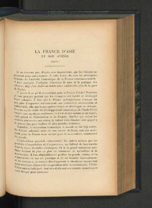 La France d'Asie et son Avenir