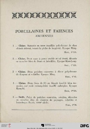 Porcelaines et faiences anciennes (Nr.1-21)