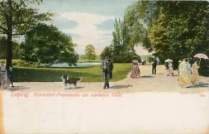 Leipzig: Rosenthal-Promenade am vorderen Teich