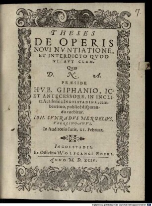 Theses de operis novi nuntiatione et interdicto quod vi aut clam
