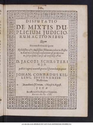 Disputatio De Mixtis Duplicium Iudiciorum Actionibus