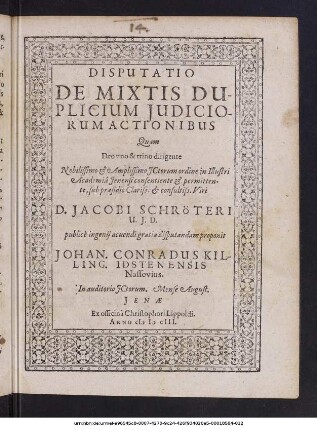 Disputatio De Mixtis Duplicium Iudiciorum Actionibus
