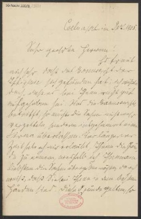 Brief an B. Schott's Söhne : 15.12.1905