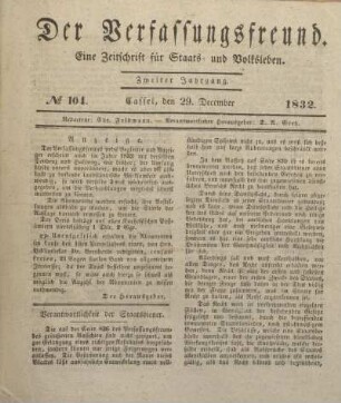 № 104. Cassel, den 29. December 1832.