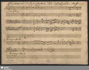 Concertos - Mus.3301-O-2 : cemb, vl (2), b, cor (2)