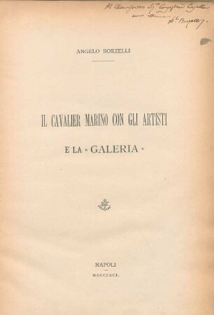 Il cavalier marino con gli artisti e la "Galeria"
