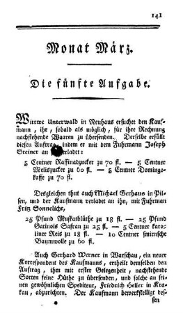 Monat März. Die fünfte Aufgabe. - Die sechste Aufgabe.