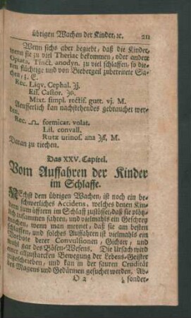 Das XXV. Capitel. Vom Auffahren der Kinder im Schlaffe