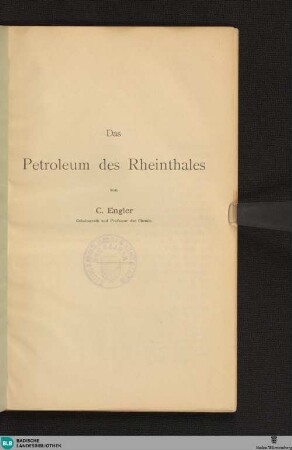 Das Petroleum des Rheinthales