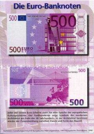 Postkarte zur Einführung des Euro (500 Euro-Schein)