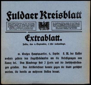 Ausgabe vom Sonntag, den 06. September 1914.