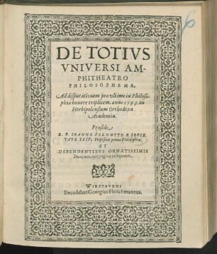 De totius universi amphitheatro philosophema