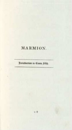 Marmion. Introduction to Canto Fifth