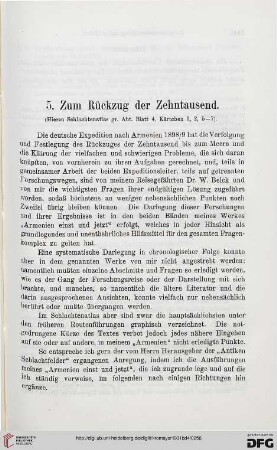 5: Zum Rückzug der Zehntausend. (Hierzu Schlachtenatlas gr. Abt. Blatt 4, Kärtchen 1, 2, 5-7)