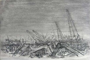 Zerstörter Hamburger Hafen, um 1945 - 1946