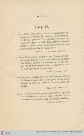 Laques (Nr. 1257 - 1269)