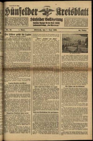 Erste Ausgabe vom Mittwoch, den 07. Juni 1939.