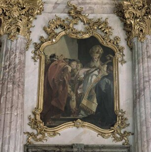 Ambrosius verweigert Kaiser Theodosius den Zutritt zur Kirche