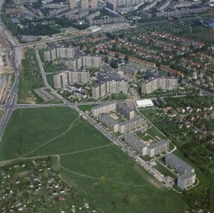 Wohngebiet Prohlis : Wohngebiet Prohlis. Bebauung mit sog. "Sternhäusern" zwischen Heinrich-Mann-Straße, Langer Weg und Antonin-Dvorak-Straße
