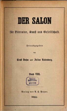 Der Salon für Literatur, Kunst und Gesellschaft. 8. [1871]
