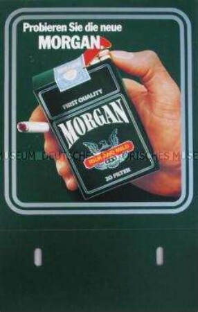 Werbeschild für "Morgan"-Zigaretten