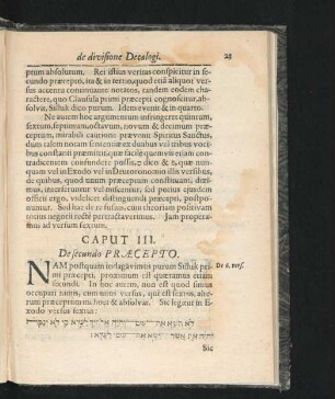 Caput III. De secundo Praecepto.