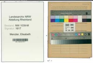 Entnazifizierung Elisabeth Menzler , geb. 14.01.1891 ()