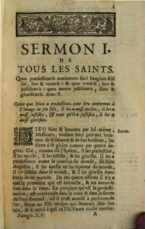 Sermons Des Fêtes Des Saints. 1