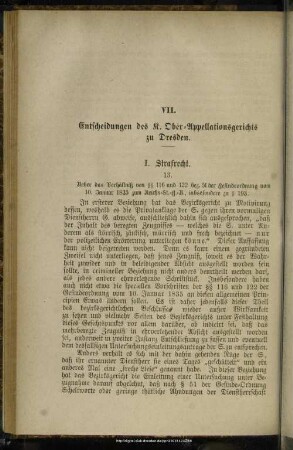 VII. Entscheidungen des K. Ober-Appellationsgerichts zu Dresden