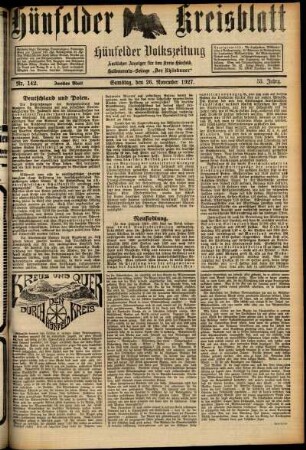 Zweite Ausgabe vom Samstag, den 26. November 1927.