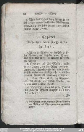 4. Capitel. Vorzeichen vom Regen an der Luft.