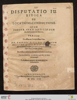 Disputatio Iuridica De Locatione-Conductione