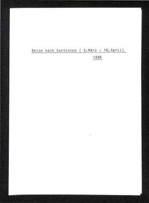 Reise von Eberhard Fraas nach Sardinien im Jahr 1896