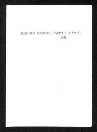 Reise von Eberhard Fraas nach Sardinien im Jahr 1896