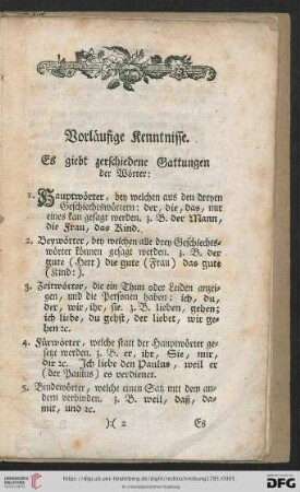 Vorläufige Kenntnisse