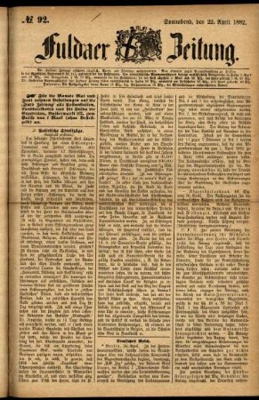 Ausgabe vom Samstag, den 22. April 1882.