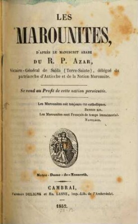 Les Marounites, d'après le manuscrit arabe