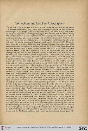 Von echten und falschen Autographen