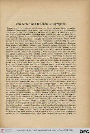 Von echten und falschen Autographen