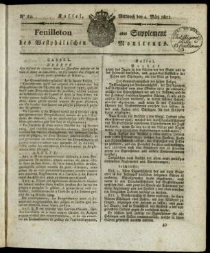 No. 19, Mittwoch den 4. Maerz 1812