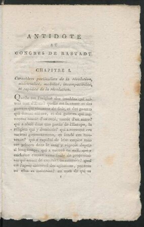Caractères particuliers de la révolution