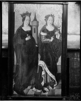 Kloster Lichtental Meister der Benda Madonna Altarflügel heilige Barbara und Dorothea (Ende 15. Jahrhundert)