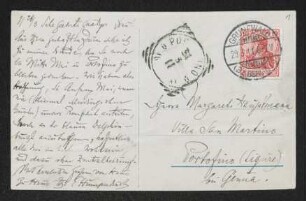Brief von Engelbert Humperdinck an Margarete Hauptmann