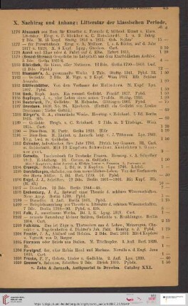 X. Nachtrag und Anhang: Litteratur der klassischen Periode (Nr. 1176 - 1391)