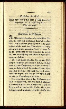 Sechstes Kapitel. Lebensordnung der mit Blähungen behafteten. - Verhütung der Blähungen.