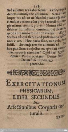 Exercitationum Physicarum Liber Secundus. De Affectionibus Corporis naturalis.