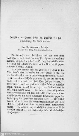 Geschichte der Pfarrei Göda bei Budissin bis zur Einführung der Reformation