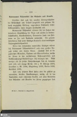 Rademanns Nährmittel für Gesunde und Kranke