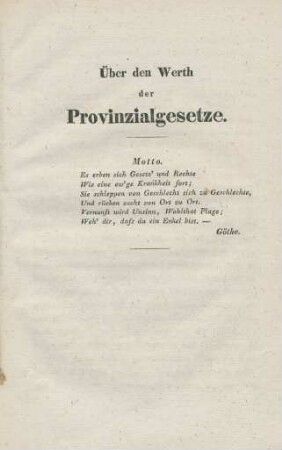 Über den Werth der Provinzialgesetze.