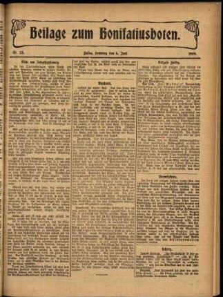 Zweite Ausgabe vom Sonntag, den 06. Juni 1909.
